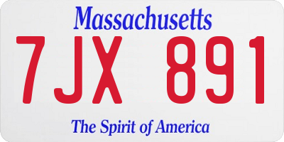 MA license plate 7JX891