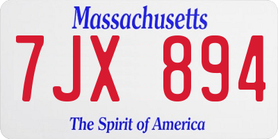 MA license plate 7JX894