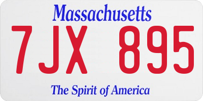 MA license plate 7JX895