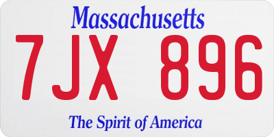 MA license plate 7JX896
