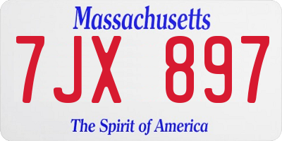 MA license plate 7JX897