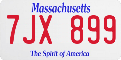 MA license plate 7JX899