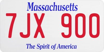MA license plate 7JX900