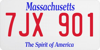 MA license plate 7JX901