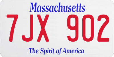 MA license plate 7JX902