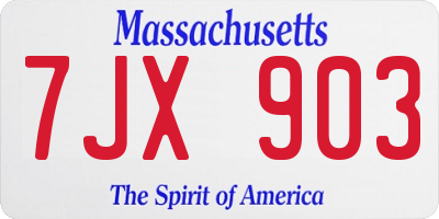 MA license plate 7JX903
