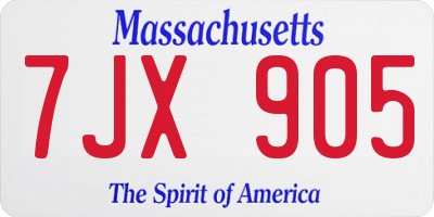 MA license plate 7JX905