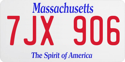 MA license plate 7JX906