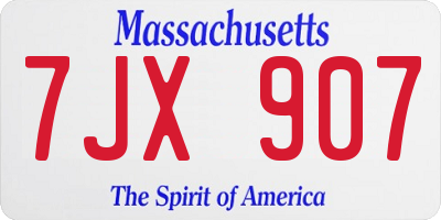 MA license plate 7JX907