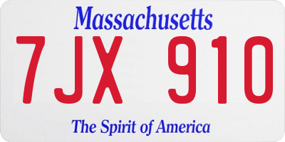 MA license plate 7JX910