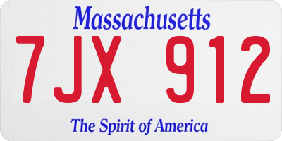 MA license plate 7JX912