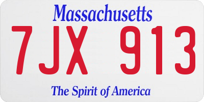 MA license plate 7JX913