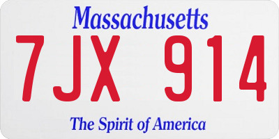 MA license plate 7JX914