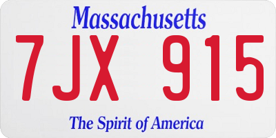 MA license plate 7JX915