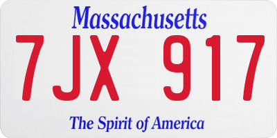 MA license plate 7JX917