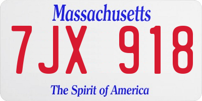 MA license plate 7JX918