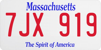 MA license plate 7JX919