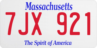 MA license plate 7JX921