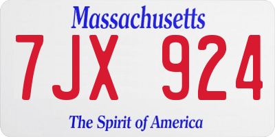 MA license plate 7JX924