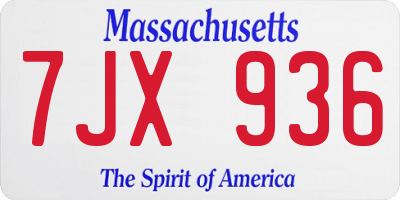 MA license plate 7JX936