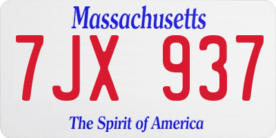 MA license plate 7JX937