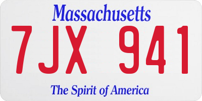 MA license plate 7JX941