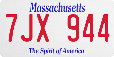 MA license plate 7JX944