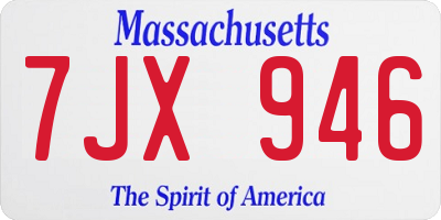 MA license plate 7JX946