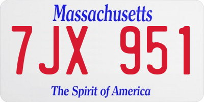 MA license plate 7JX951
