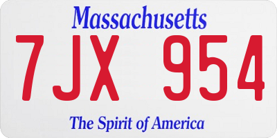 MA license plate 7JX954