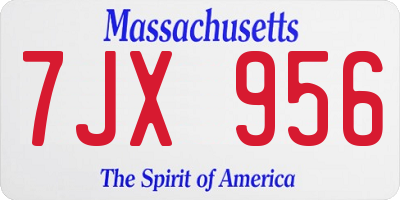 MA license plate 7JX956