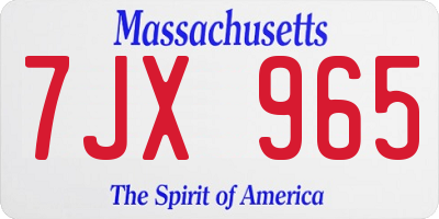 MA license plate 7JX965