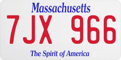 MA license plate 7JX966