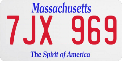 MA license plate 7JX969