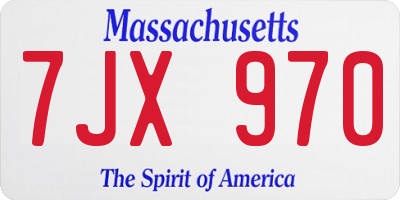 MA license plate 7JX970