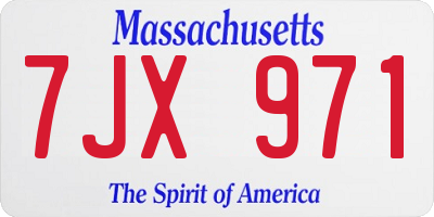 MA license plate 7JX971