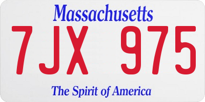 MA license plate 7JX975