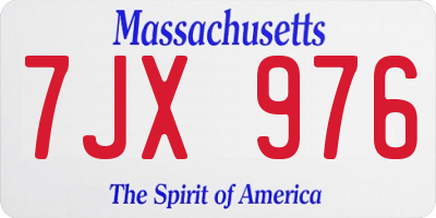 MA license plate 7JX976