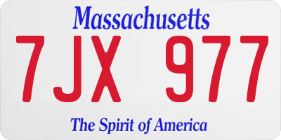 MA license plate 7JX977