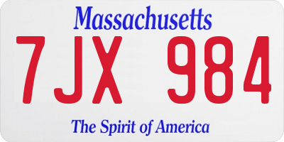 MA license plate 7JX984