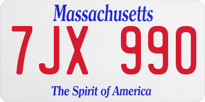 MA license plate 7JX990