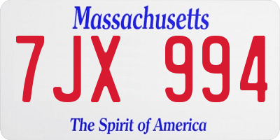 MA license plate 7JX994