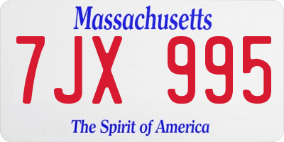 MA license plate 7JX995