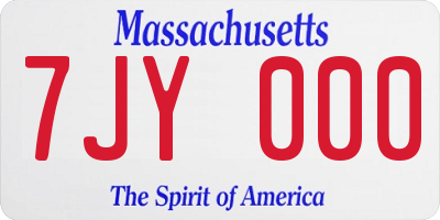 MA license plate 7JY000
