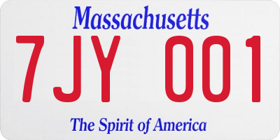 MA license plate 7JY001