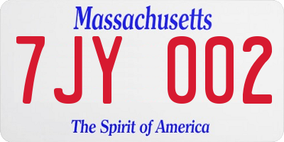 MA license plate 7JY002