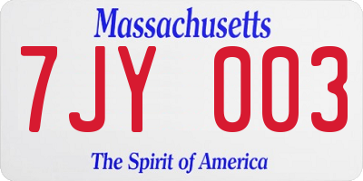 MA license plate 7JY003