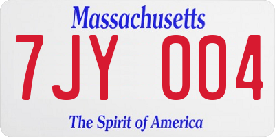 MA license plate 7JY004