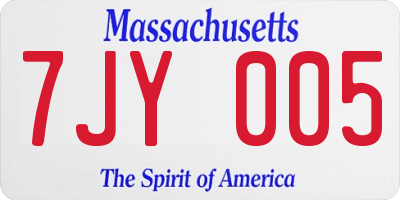 MA license plate 7JY005
