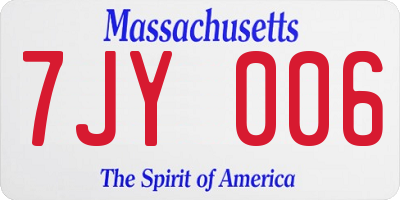 MA license plate 7JY006